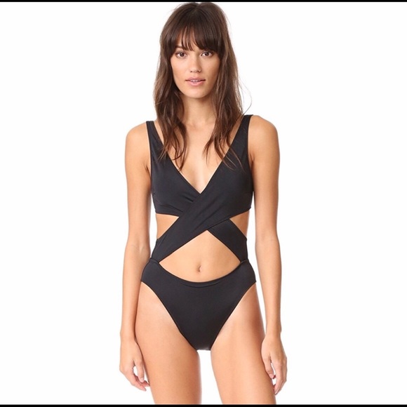 solid and striped black one piece